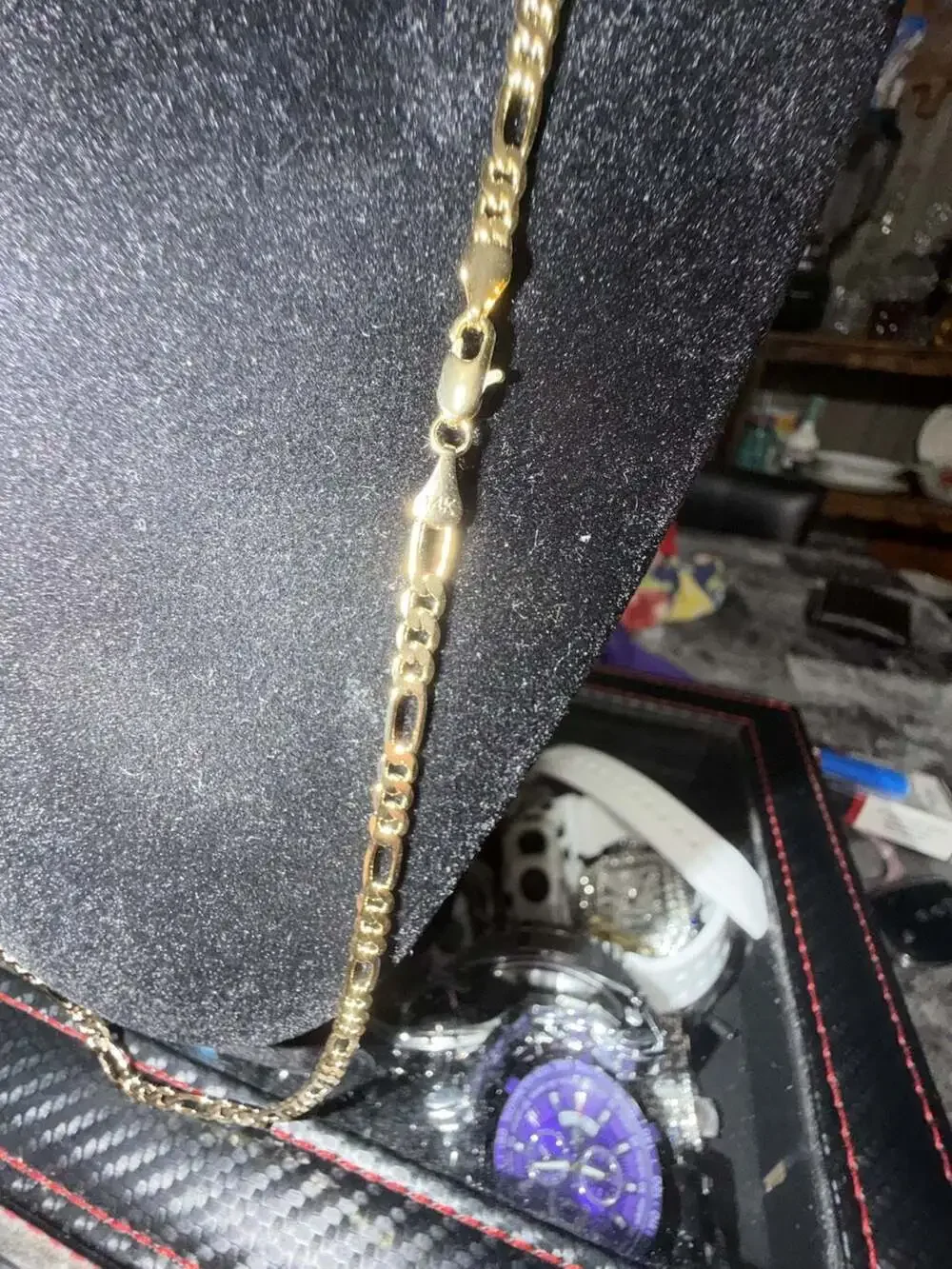 14K Gold thermal infused over brass Figaro Chain - 22 Inch, 3mm